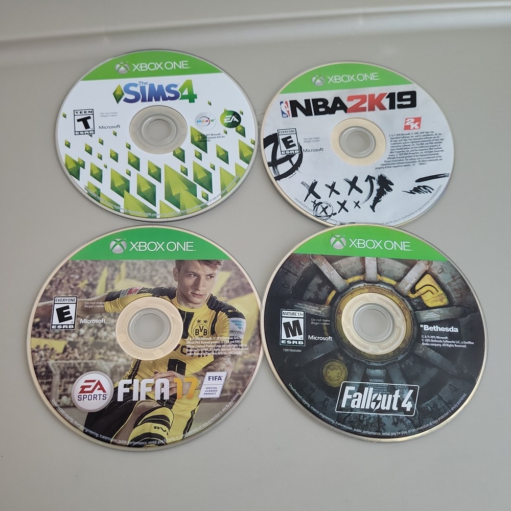Lot of 4 Microsoft Xbox One Games DISC ONLY Fallout 4 Sims 4 NBA FIFA - Tested - Picture 1 of 6